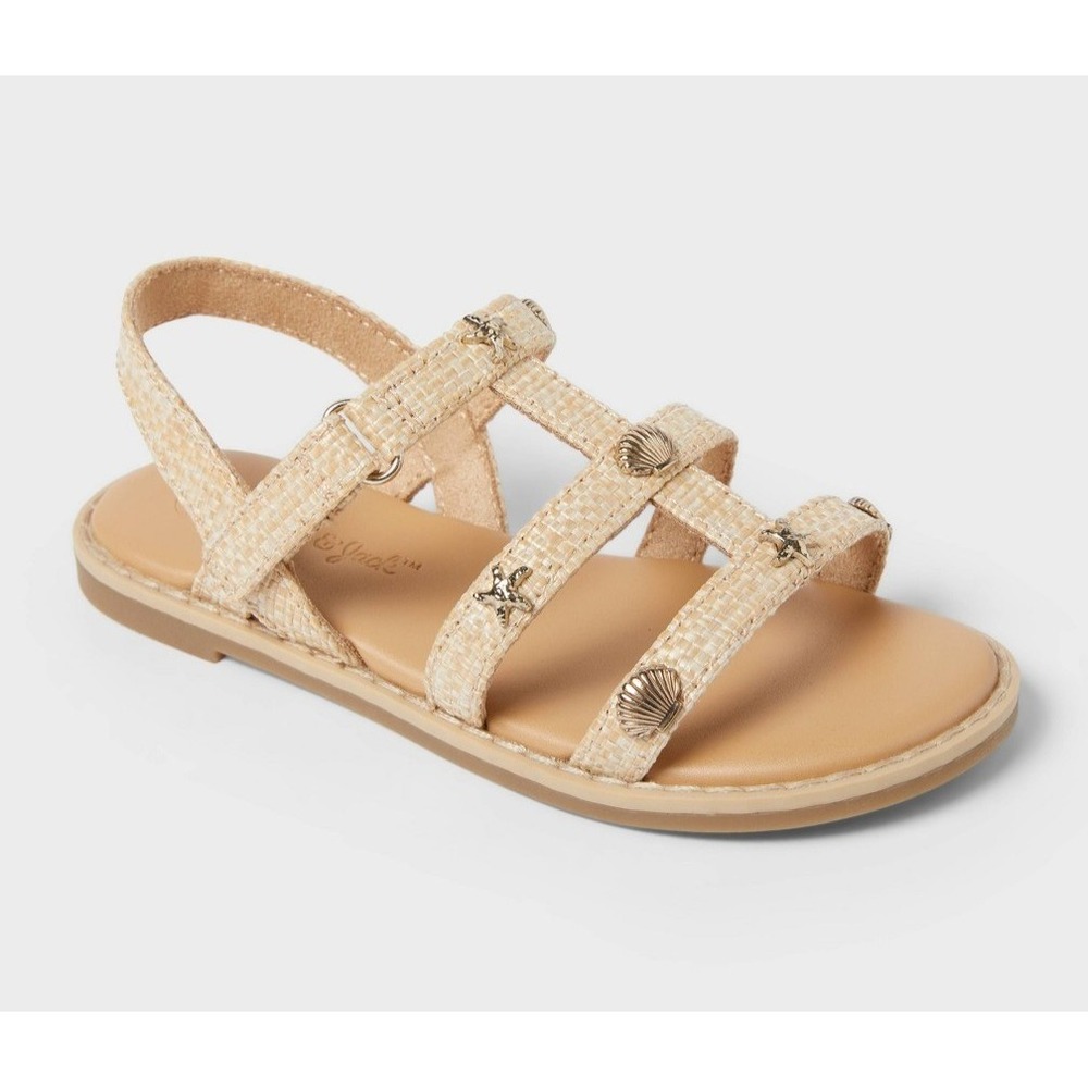 Cat & Jack Toddler Girls Kinsley Raffia Nautical Sandals, Size 8